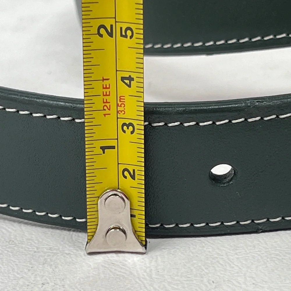 Tommy Hilfiger Men Green Leather Belt 32 Preppy Academia Heritage Tailored Money